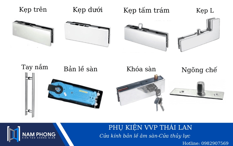 Phụ kiện VVP cho cửa kính thủy lực