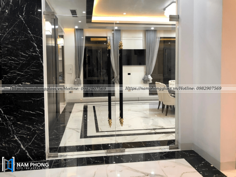 Cửa kính cường lực 2 cánh sang trọng bền đẹp