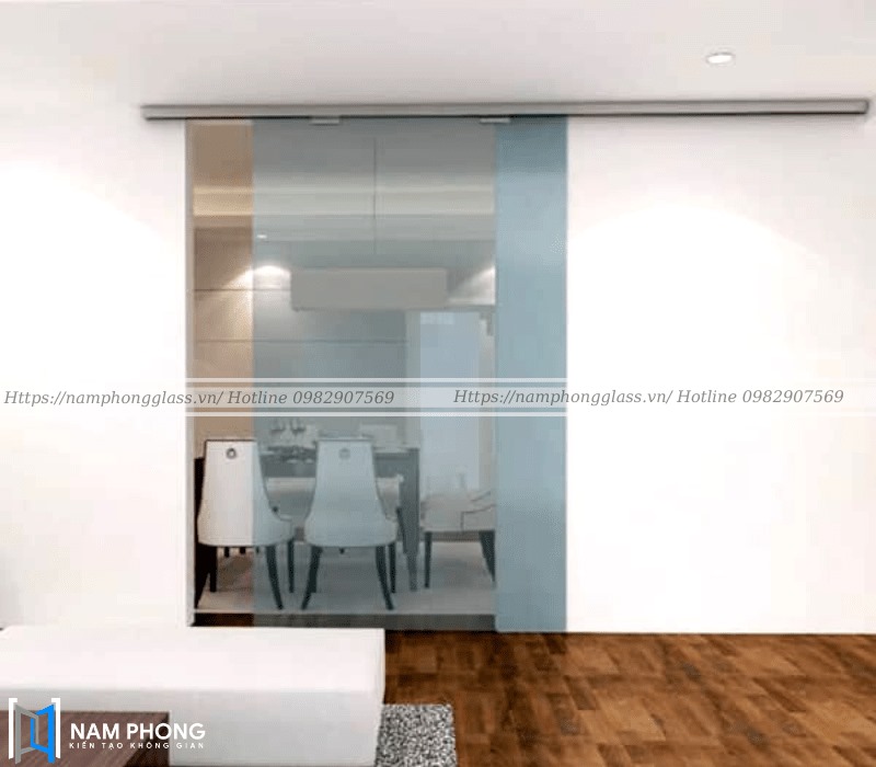 Cửa kính lùa 1 cánh ray U nhôm