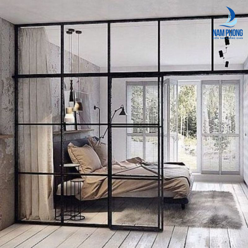 vách nhôm kính phòng ngủ