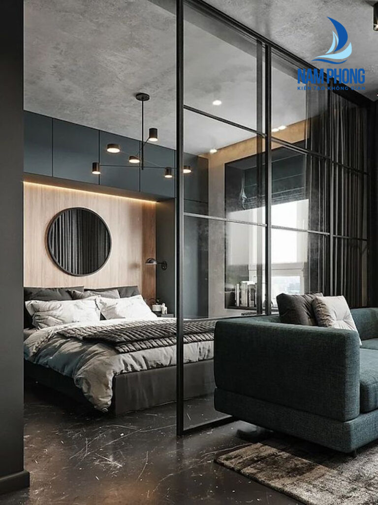 vách nhôm kính phòng ngủ