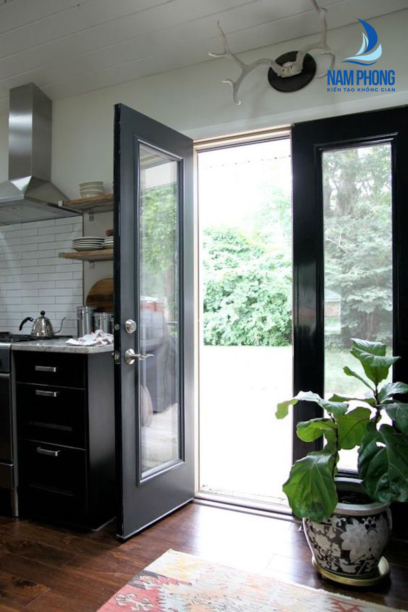 cửa nhôm xingfa 2 cánh mở quay