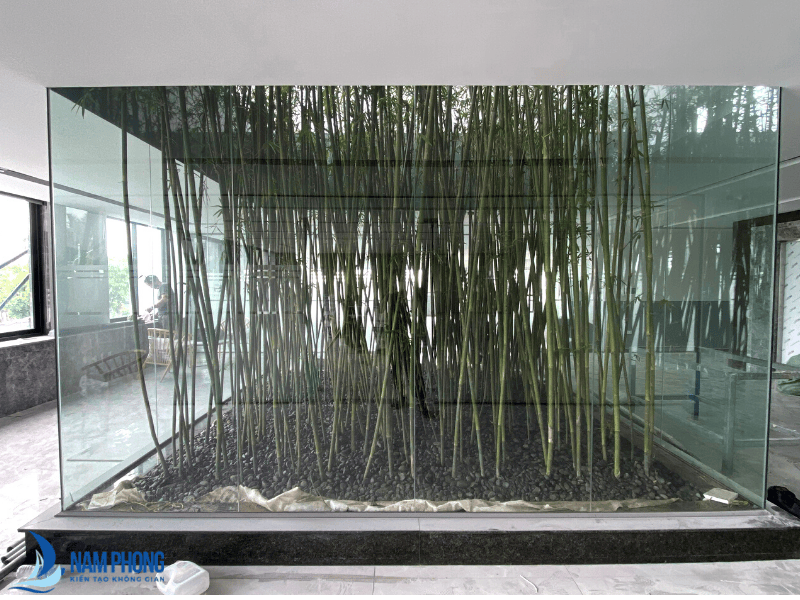 Vách kính cường lực cho vườn trúc - Cty Toàn Cầu