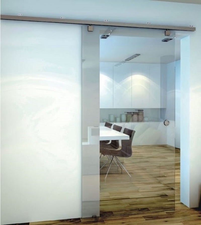 cửa kính lùa treo ray nhôm đơn