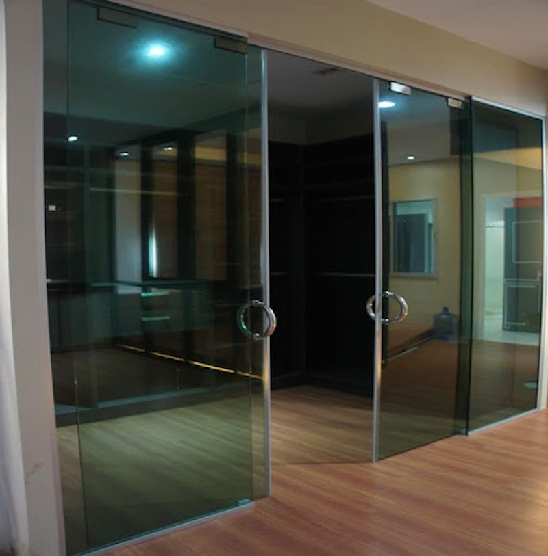 cửa kính lùa treo ray nhôm