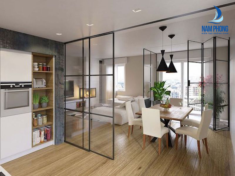 vách kính ngăn phòng