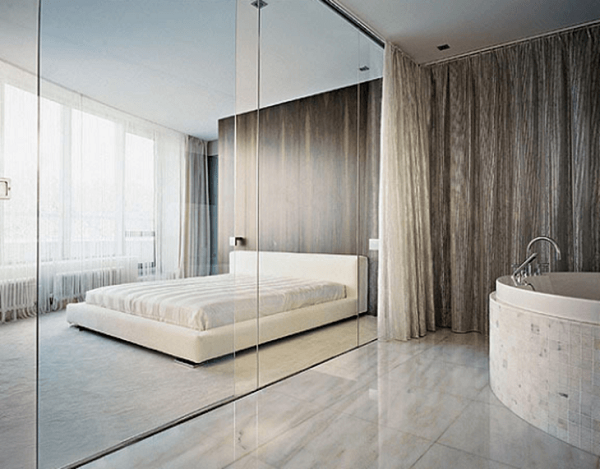 vách kính cửa lùa phòng ngủ