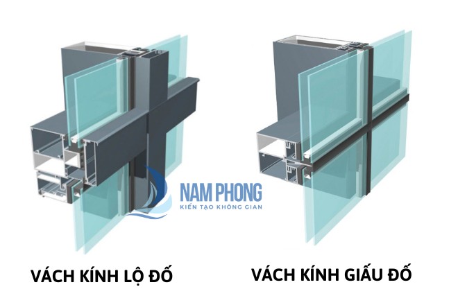 2 loại vách kính làm từ hệ nhôm 65