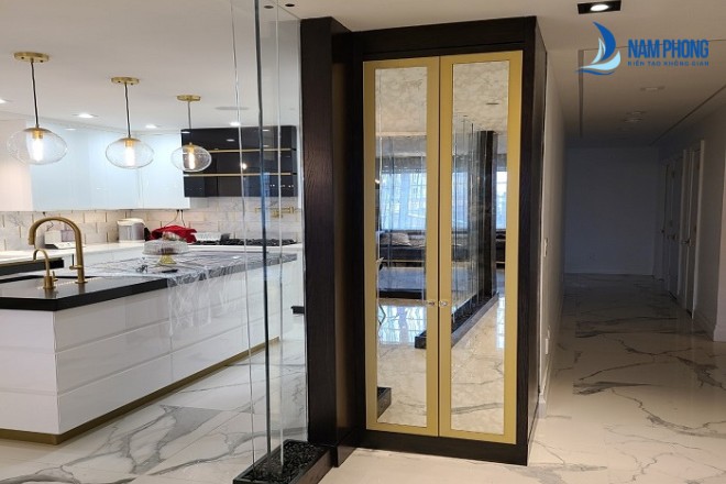 Mẫu cửa kính phòng bếp khung nhôm 2 cánh