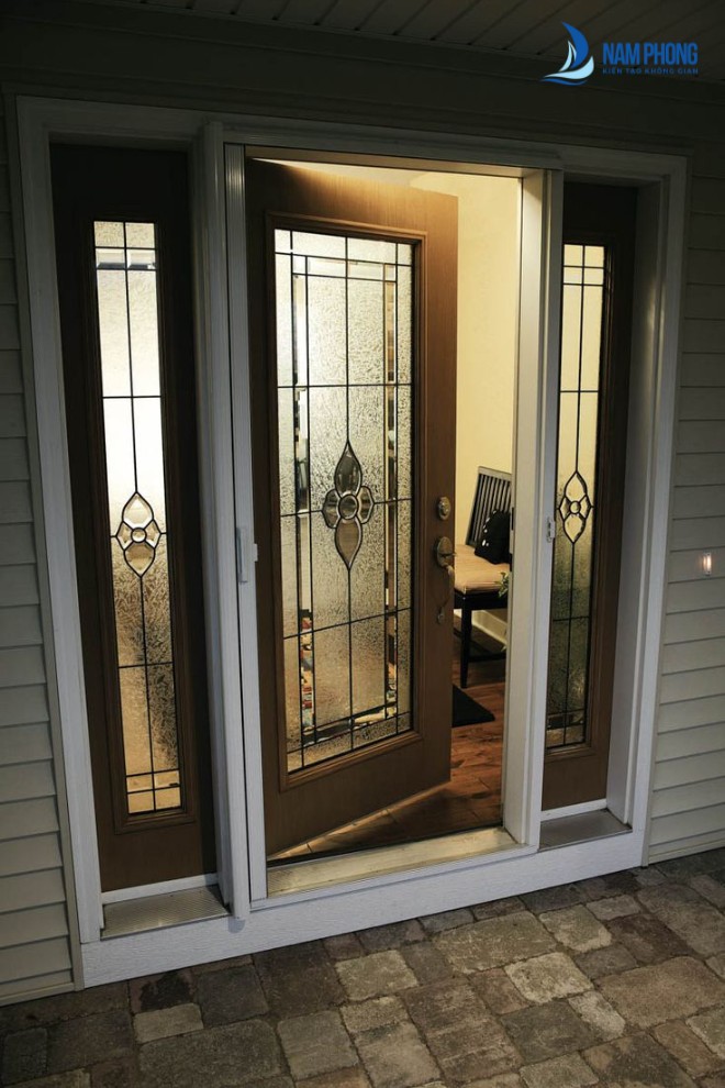 Mẫu cửa nhôm họa tiết đẹp mắt sang trọng