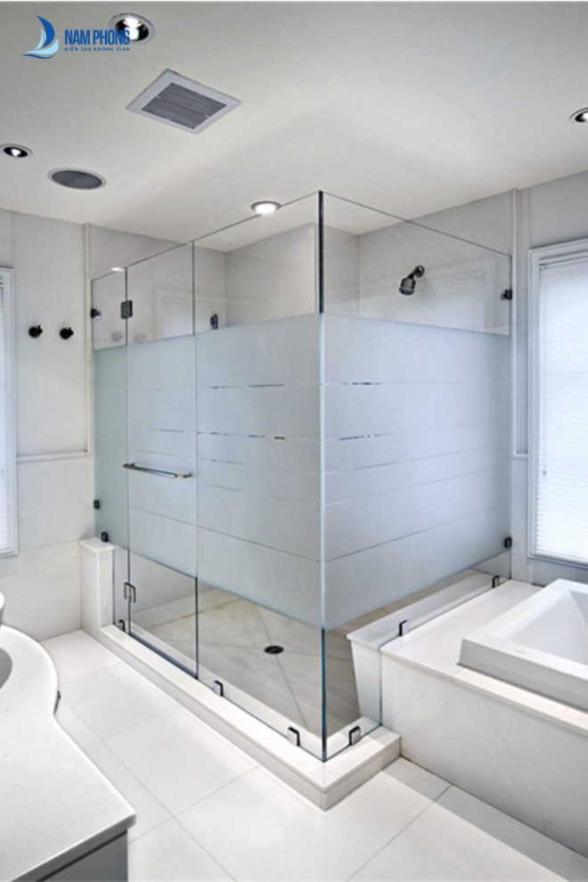 Mẫu vách kính mờ thiết kế sọc kẻ