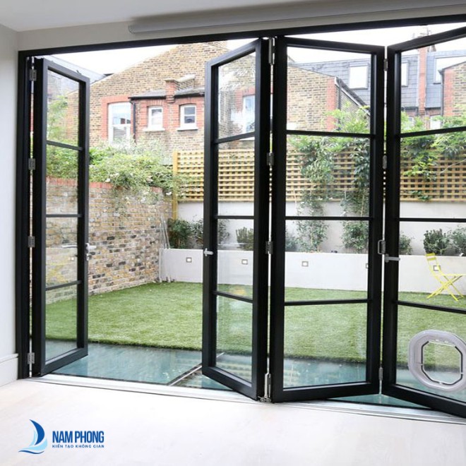Cửa kính mở xếp gấp kiểu dáng hiện đại
