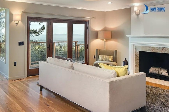 Mẫu cửa lùa 3 cánh giả vân gỗ đẹp