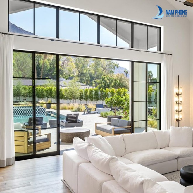 Mẫu cửa phòng khách 4 cánh trượt