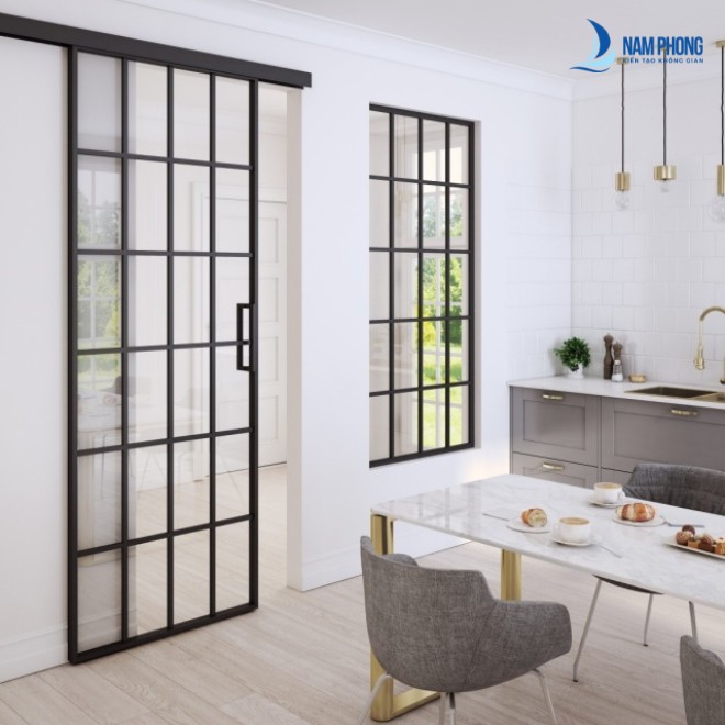 Mẫu cửa phòng khách phong cách trẻ trung