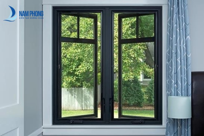 Mẫu cửa sổ nhôm kính màu đen sang trọng