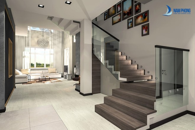 Vách kính cầu thang kiểu đáng sang trọng