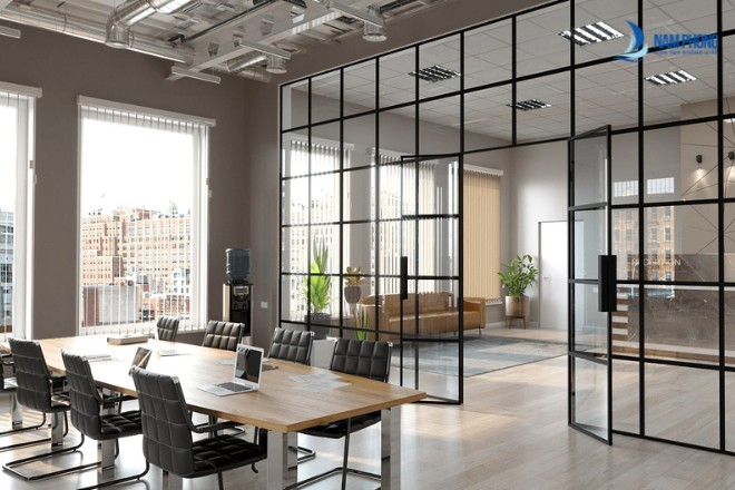 Vách kính văn phòng cao cấp thiết kế chia ô