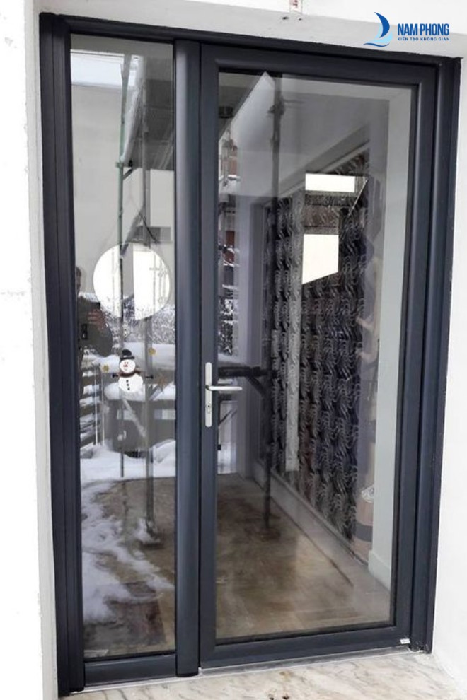 Mẫu cửa nhôm 2 cánh mở quay sang trọng