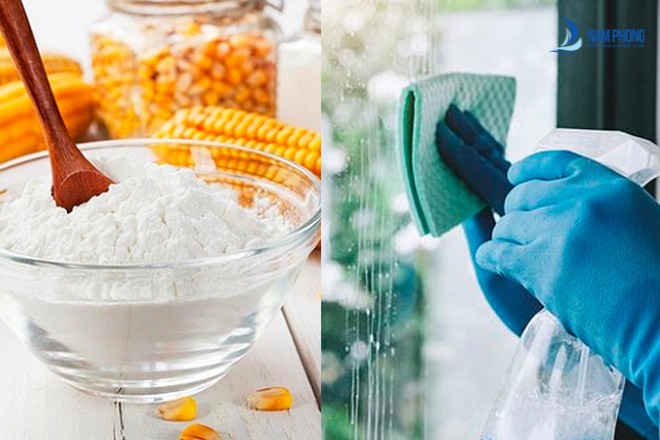 Sử dụng bột bắp lau cửa kính sáng bóng