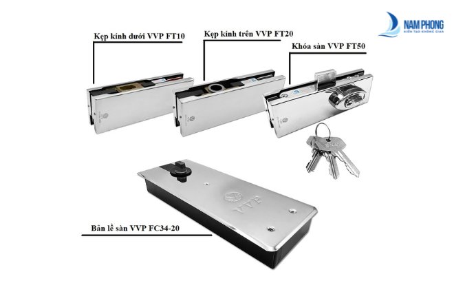 Bản lề cửa kính VVP xoay 180 độ