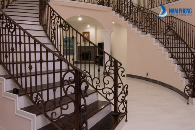 Mẫu lan can CNC hoa văn cho cầu thang