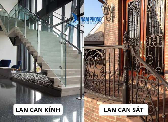 So sánh chi tiết nên làm lan can kính hay sắt