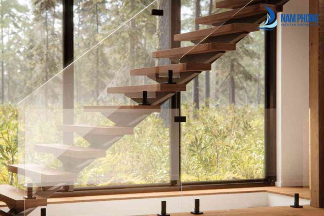 Lan can kính cường lực đẹp cho cầu thang gia đình