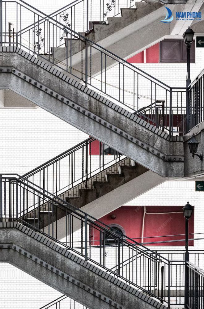 Mẫu cầu thang xương cá thoát kiểm đơn giản tránh tình huống hoả hoạn