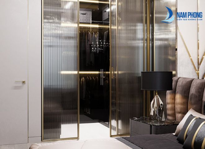 Mẫu cửa kính sọc tủ thay đồ sang trọng đẳng cấp