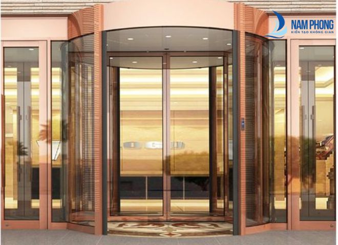 Mẫu cửa tự động đóng mở quay cho khách sạn
