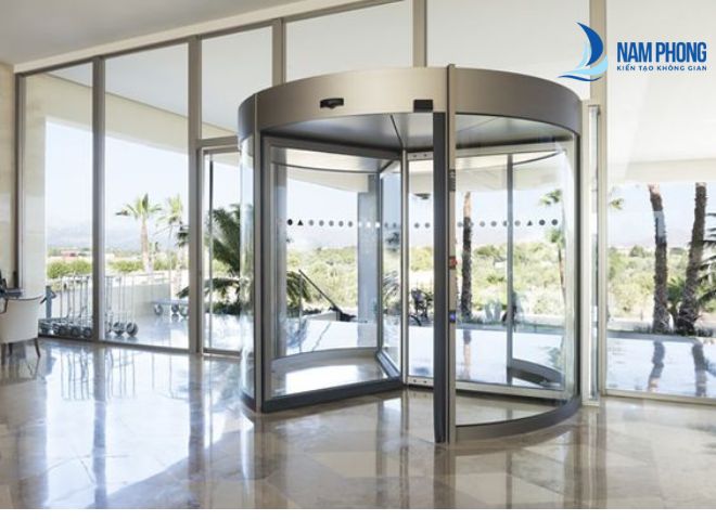 Mẫu cửa cánh quay tự động đóng mở thiết kế hiện đại sang trọng