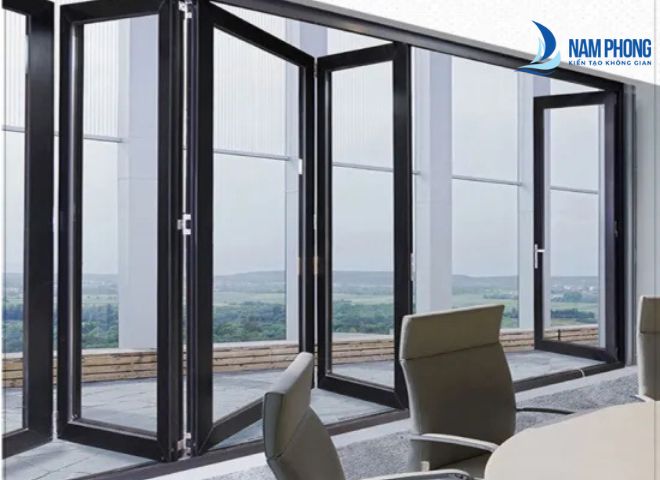 Mẫu cửa tự động cánh xếp trong văn phòng được ưa chuộng hiện nay