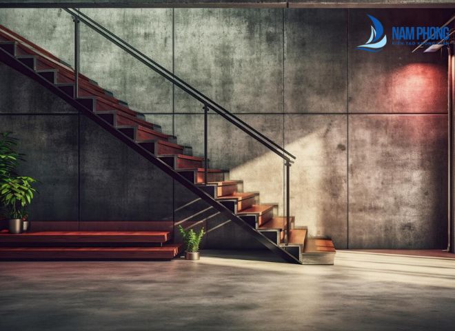 Mẫu trụ cầu thang sắt hộp chắc chắn nên lắp đặt trong nhà biệt thự