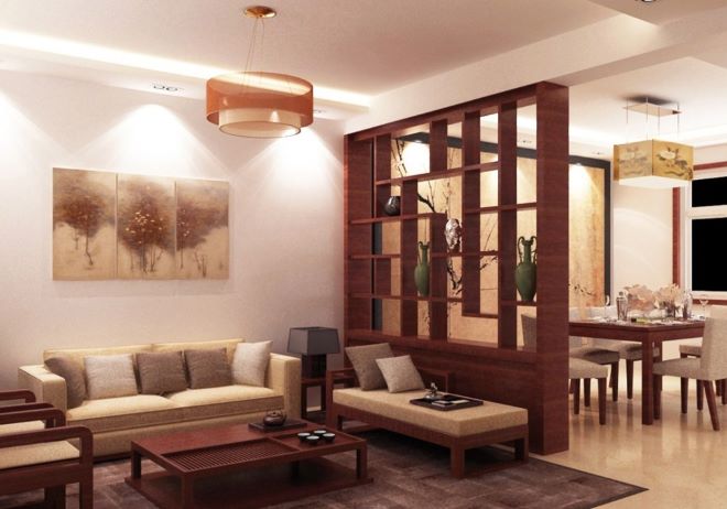 Vách ngăn gỗ phòng khách sang trọng