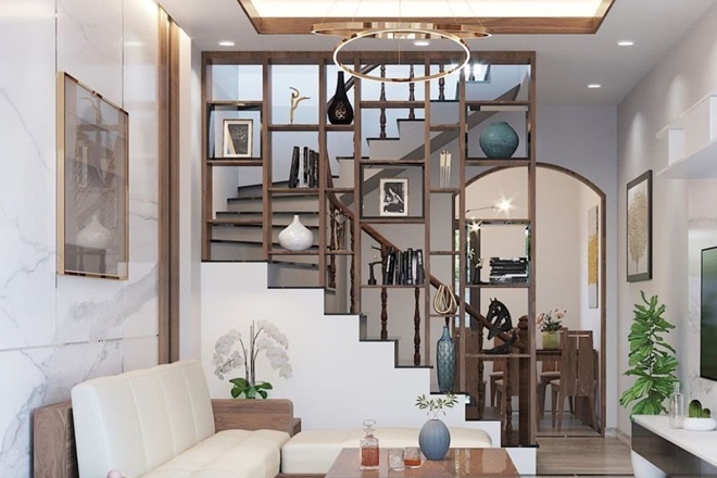 Vách ngăn kệ trang trí ấn tượng