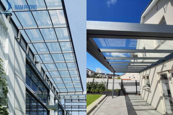 Các loại mái kính cường lực ngoài trời phổ biến