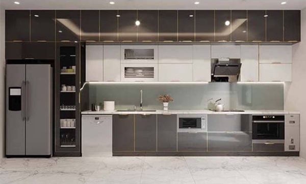 Lắp kính cường lực cho không gian bếp, tạo sự sang trọng, hiện đại