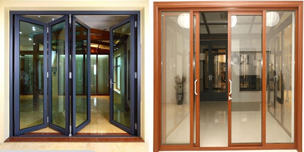 Mẫu cửa nhôm kính mở quay 4 cánh sang trọng